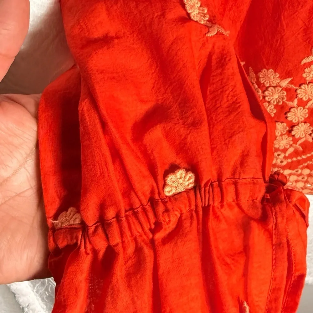 J.Crew Embroidered Floral Boho Top Orange Size S NWT